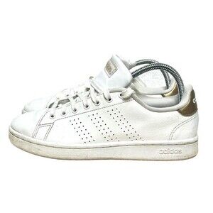 Adidas Advantage Women's Tennis Shoe Size 7.5 White/Gold‎